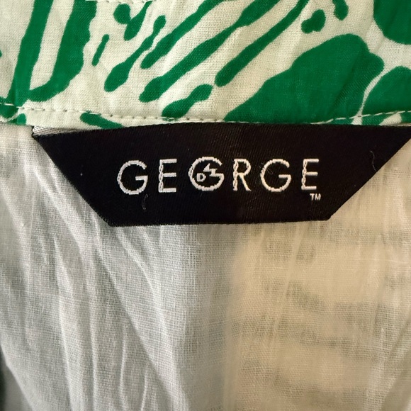 George Green Floral Print V Neck Sleeveless Belted Dress - Size 12 - Picture 6 of 7